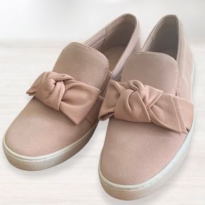Michael Kors Willa Slip On Ballet Pink Bow Suede Sneaker Loafer